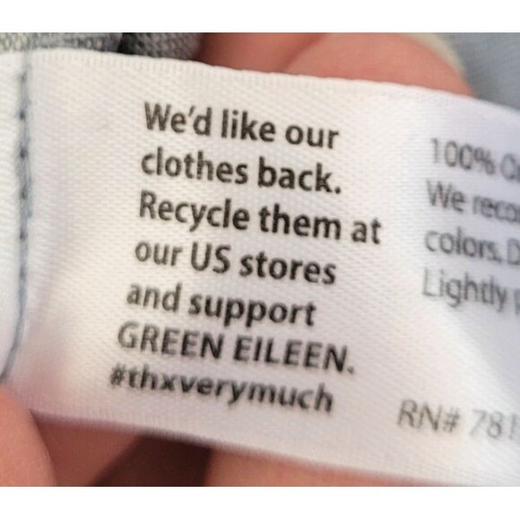 Eileen Fisher Petite Small 100% Organic Linen Gray Short Sleeve Top Raw Hem Boxy - Picture 4 of 6